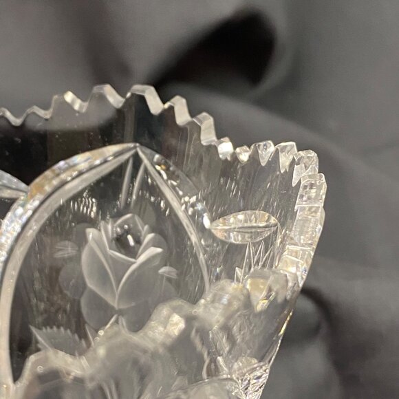 Antique American Brilliant Period Cut Glass Vase Etched Rose Stem ABS Small - Picture 10 of 14